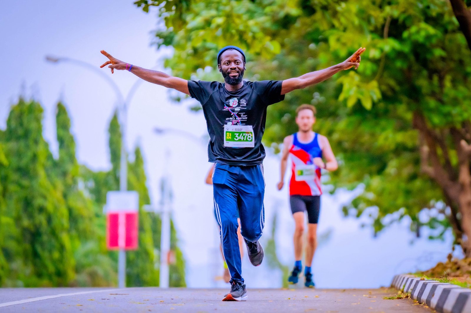 Seyi running a half marathon in Abuja